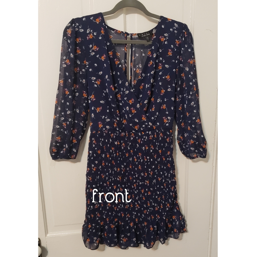 Navy floral short dress